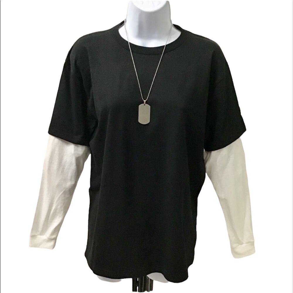 Pacific two colored long-sleeved blouse